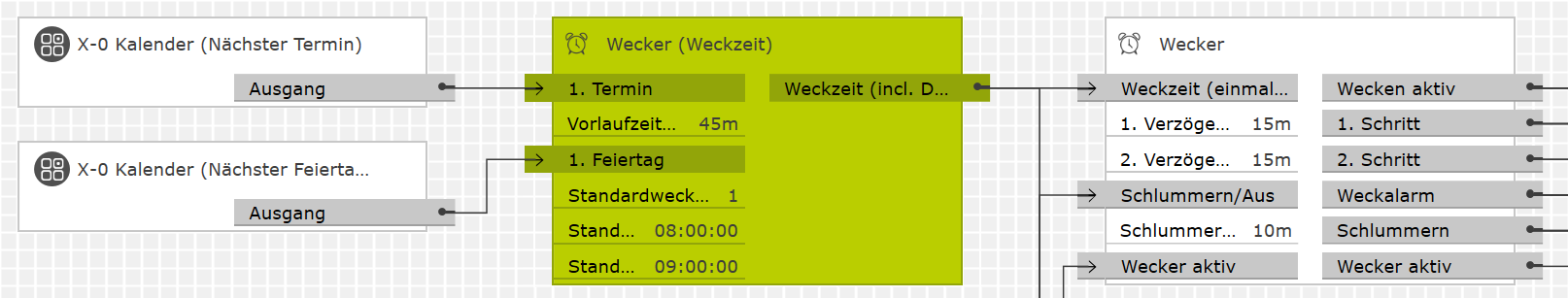 Wecker (Weckzeit) - Terminkalender und Feiertagskalender verwenden